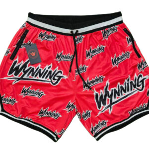 Red Wynning graphic basketball shorts