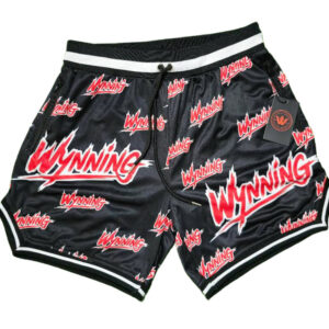 Black and Red Wynning graphic basketball shorts