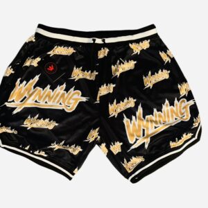 Black and Gold Wynning graphic Basketball Shorts