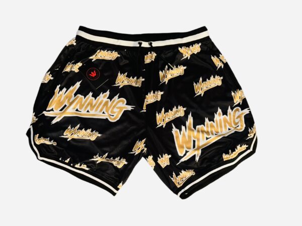 Black and Gold Wynning graphic Basketball Shorts