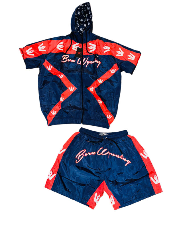 Red,White & Navy Blue Born Wynning Windbreaker Set